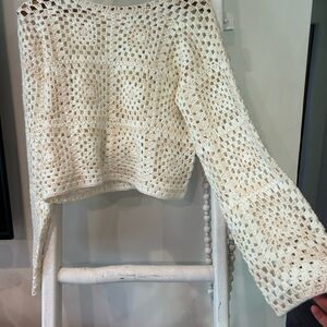 Elegant Cream Crochet Sweater